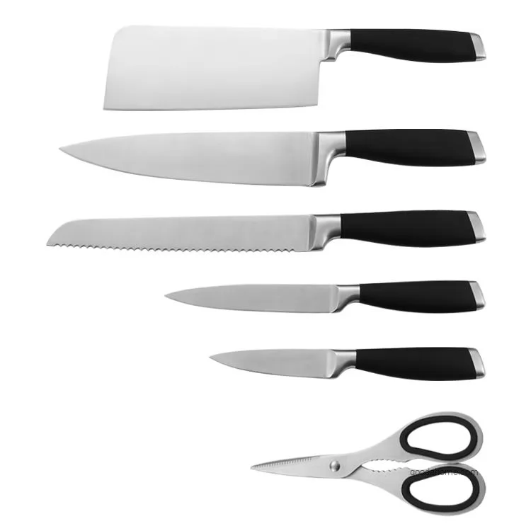 7 Pcs Hollow Handle Stainless Steel Chef Knife Set With Acrylic Block