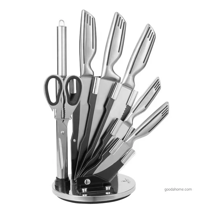 8 Pcs Hollow Handle Kitchen Knife Set With Acrylic Block