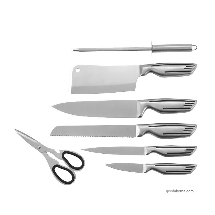 8 Pcs Hollow Handle Kitchen Knife Set With Acrylic Block