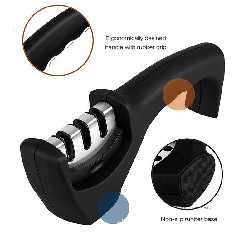 3-Stage Knife Sharpener With Non-slip Rubber Handle