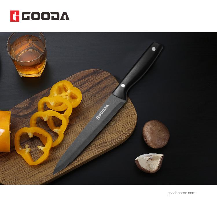 6 Pcs Non-Stick Coating Blade Plastic Handle Kitchen Knife Set