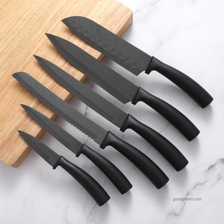 8 Piece Diamond Embossing Blade Kitchen Knives Set