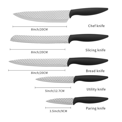 5 Pcs Black Handle Knife