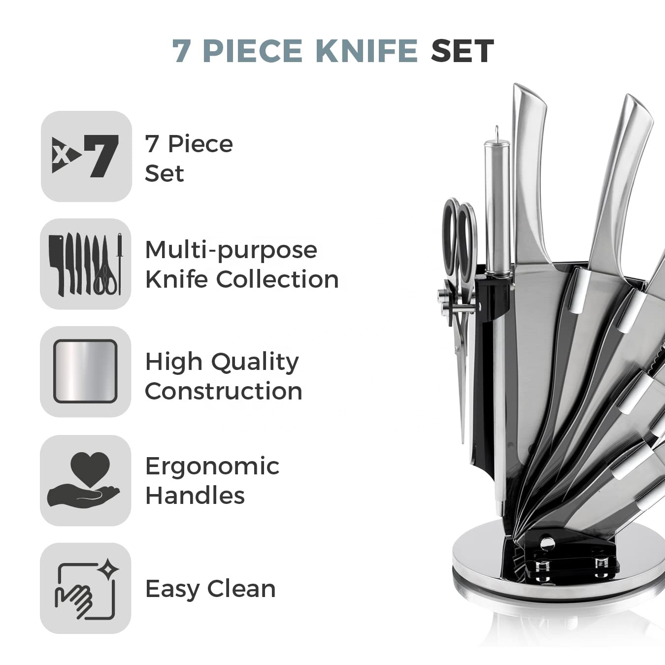 8 Piece Kitchen Knife Stainless Steel Hollow Handle Chef's Kitchen Knife Set with Block Cuchillos de Cocina