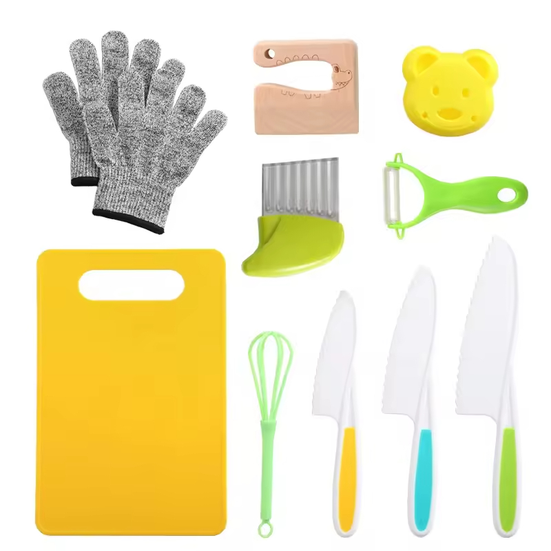 10 Piece Real Cooking Plastic Kids Safety Knife Set Kids Kitchen Utensils