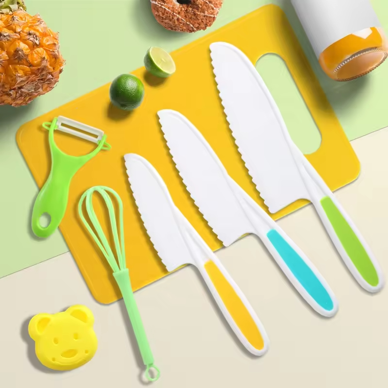 10 Piece Real Cooking Plastic Kids Safety Knife Set Kids Kitchen Utensils